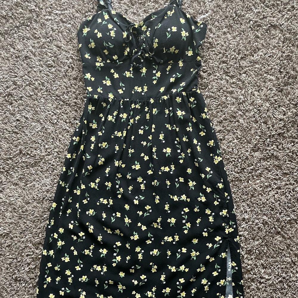 Black floral dress ankle length